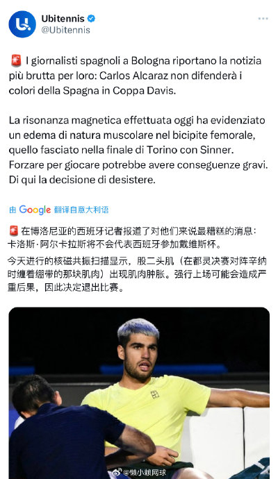 关于戴维斯杯鏖战美网，阿尔卡拉斯扛起全队的信息